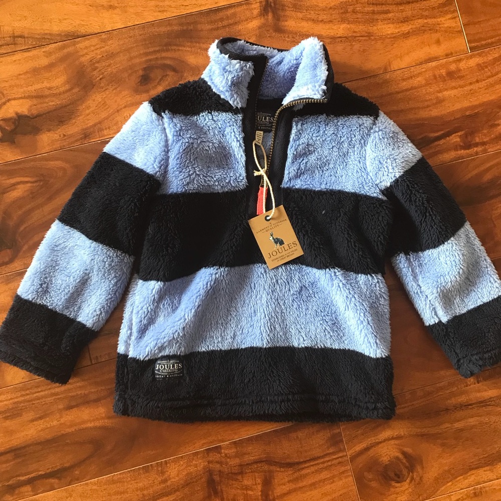 Joules cozy blue stripe fleece, size 3-4